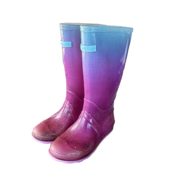 Element Girls Pink Ombré Glitter Waterproof Rain Boots Size 12 - Picture 3 of 7